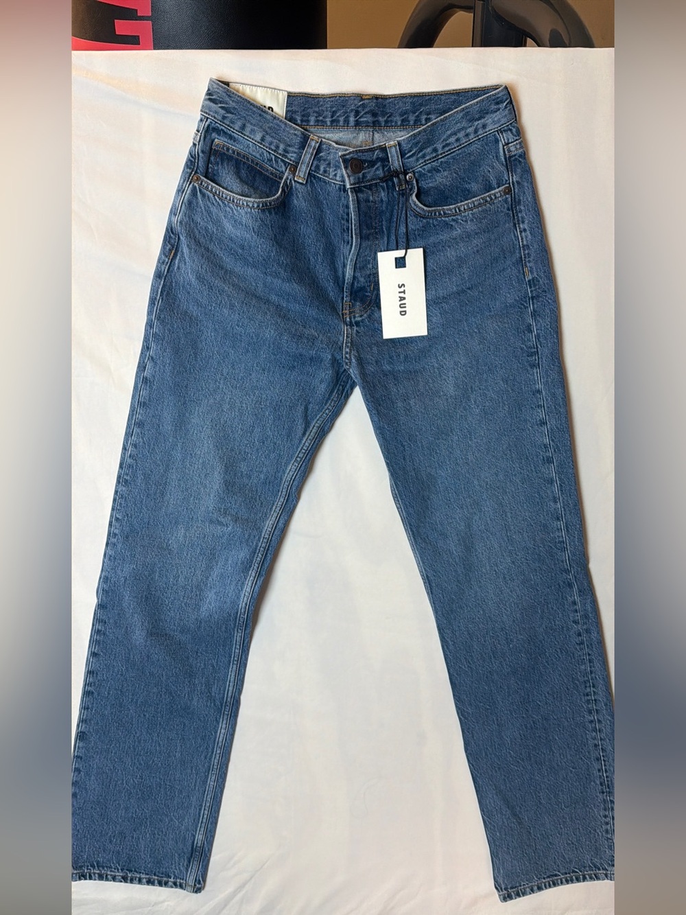 STAUD Straight-Leg Blue Denim Jeans 27x33